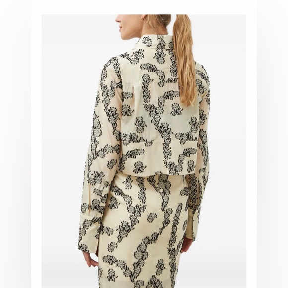 Day Birger et Mikkelsen white Floral Print Long Sleeve cropped blouse NWT - Picture 3 of 8